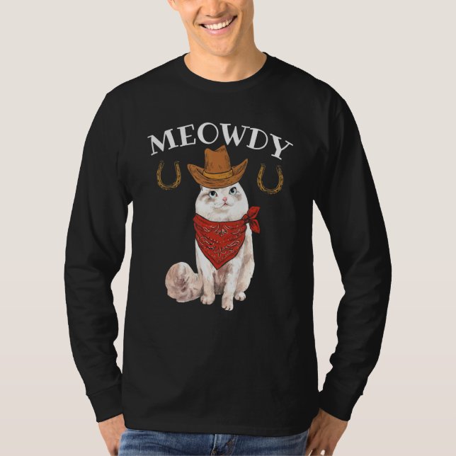 Meowdy For A Texas Cat Fans T-Shirt (Front)