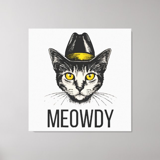 Meowdy Funny Cat Canvas Print (Front)