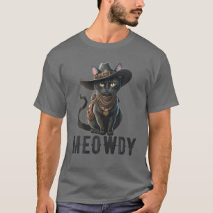 Meowdy Funny Cat Country Music Kitten Cowboy Hat V T-Shirt