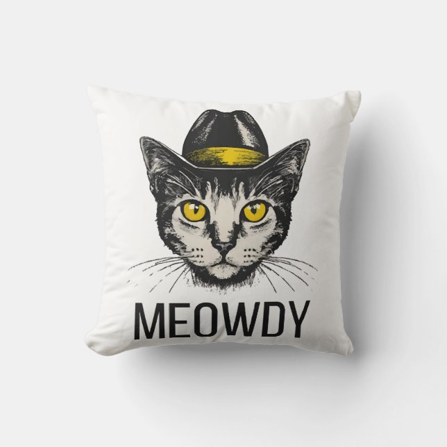 Meowdy Funny Cat Cushion (Front)
