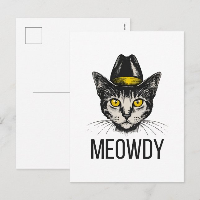 Meowdy Funny Cat Holiday Postcard (Front/Back)