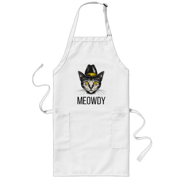 Meowdy Funny Cat Long Apron (Front)