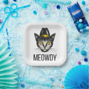 Meowdy Funny Cat Paper Plate