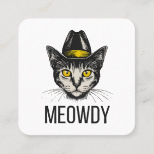 Meowdy Funny Cat Square Business Card