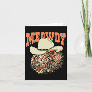 Meowdy! Funny Country Music Cat Cowboy Hat Vintage Card