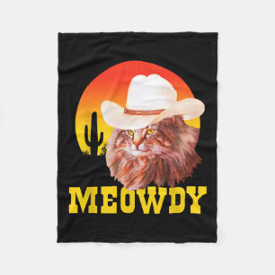 Meowdy! Funny Country Music Cat Cowboy Hat Vintage Fleece Blanket