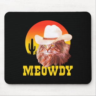 Meowdy! Funny Country Music Cat Cowboy Hat Vintage Mouse Pad