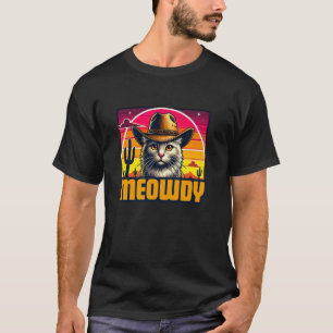 Meowdy Funny Country Music Cat Cowboy Hat Vintage T-Shirt