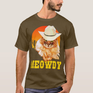 Meowdy! Funny Country Music Cat Cowboy Hat Vintage T-Shirt