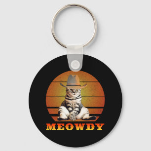 Meowdy Funny Cowboy Cat Key Ring