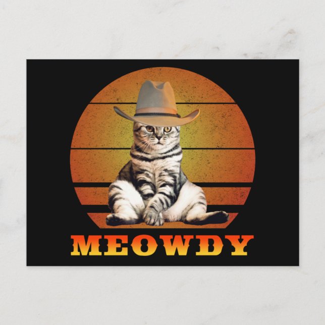 Meowdy Funny Cowboy Cat Postcard (Front)