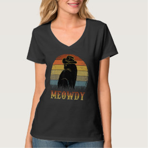 Meowdy - Funny Mashup Between Meow and Howdy Black T-Shirt