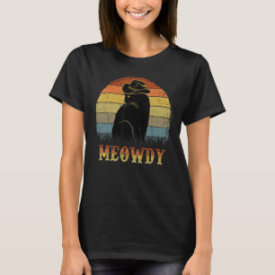 Meowdy - Funny Mashup Between Meow and Howdy Black T-Shirt