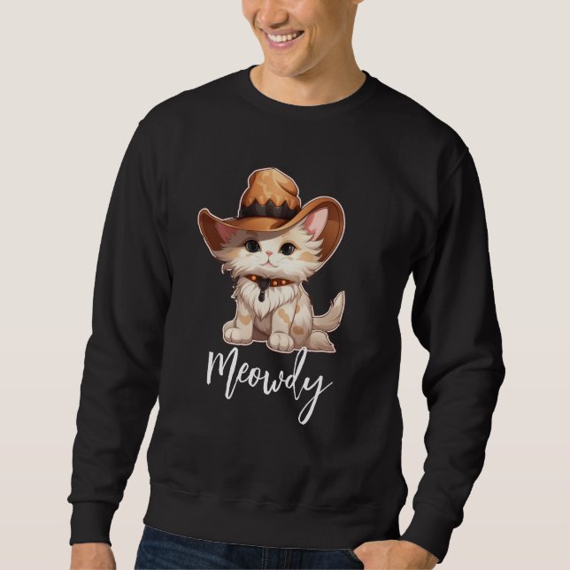 Meowdy Funny Western Cowboy Cat Sweatshirt (Front)