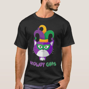 Meowdy Gras  Mardi Gras Cat with Hat and Mask T-Shirt
