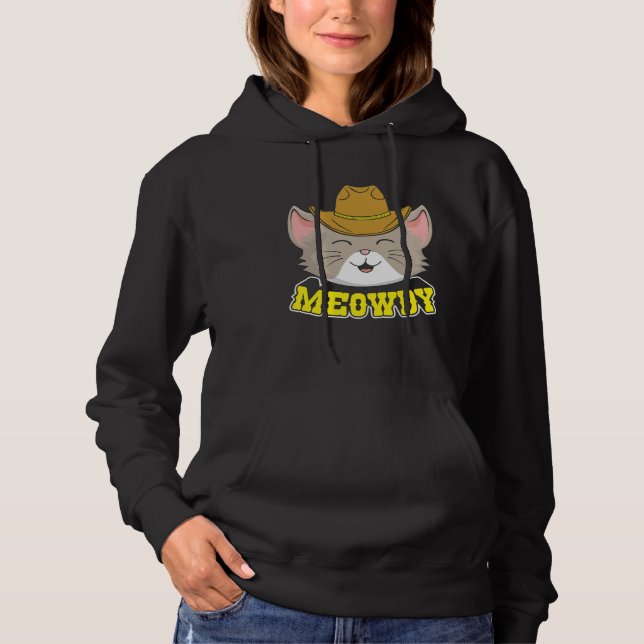 Meowdy  Mashup Between Meow and Howdy Cat Hoodie (Front)