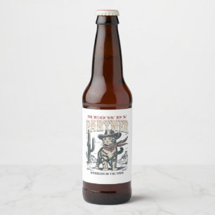 Meowdy Partner Cowboy Cat  Beer Bottle Label