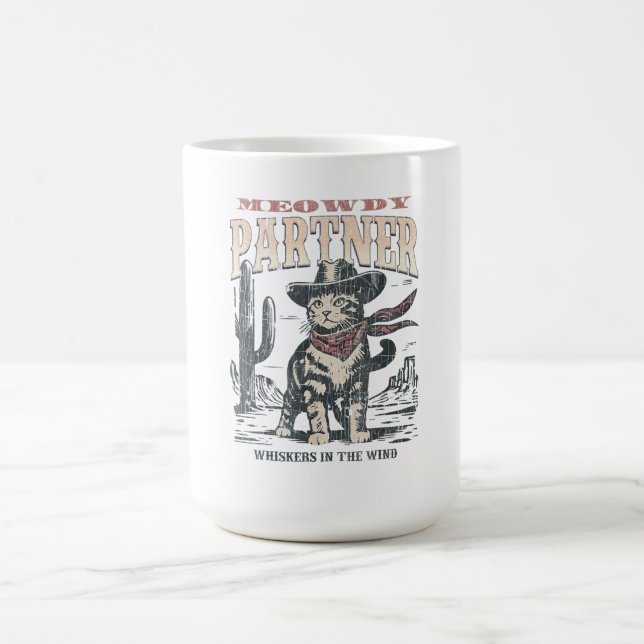 Meowdy Partner Cowboy Cat  Coffee Mug (Center)