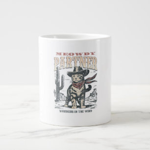 Meowdy Partner Cowboy Cat  Large Coffee Mug