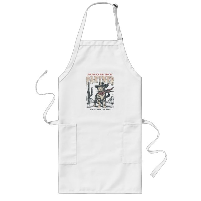 Meowdy Partner Cowboy Cat  Long Apron (Front)
