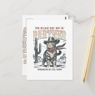 Meowdy Partner Cowboy Cat Postcard