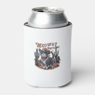 Meowdy Partner Cowboy Cat Vintage Can Cooler