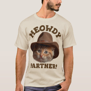 Meowdy Partner Cute Pet Cat Cowboy Humor T-Shirt