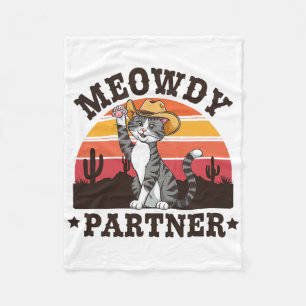Meowdy Partner Western Funny Cat Meowdy Vintage Me Fleece Blanket