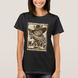 Meowdy Retro Poster cowgirl Cat T-Shirt