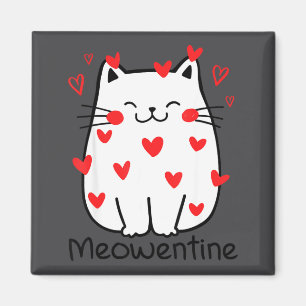 Meowentine Cute Cat Valentines Day Heart Meow Kitt Magnet