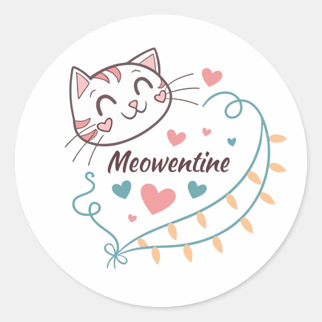 Meowentine Stickers Design for Cat Lovers (Front)
