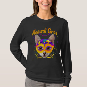 Meowfi Gras Cute Cat Wearing Carnival Mask Mardi G T-Shirt