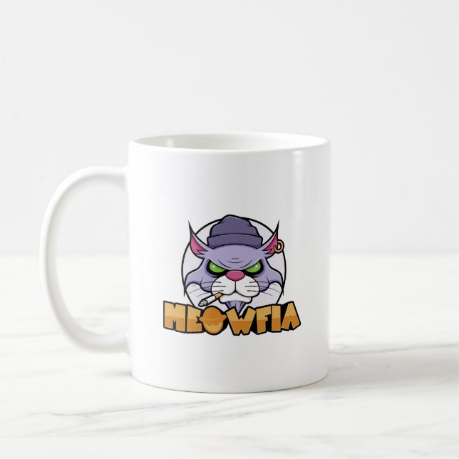 Meowfia Funny Gangster Burmese Cat Mug (Left)