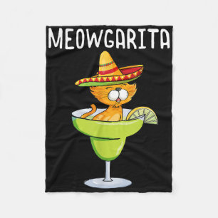 Meowgarita - Cinco De Mayo Margarita Cat Lover  Fleece Blanket