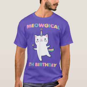 Meowgical 5th Birthday Kitty 5 Year Old BDay Funny T-Shirt