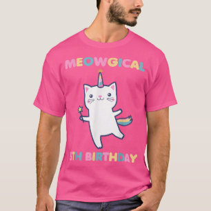 Meowgical 5th Birthday Kitty 5 Year Old BDay Funny T-Shirt