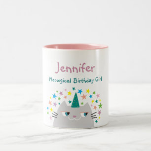 Meowgical Birthday Girl Name Two-Tone Coffee Mug