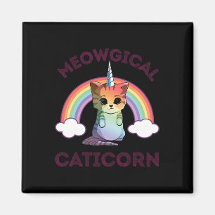 Meowgical Caticorn T Shirt Cat Unicorn Girls Women Magnet