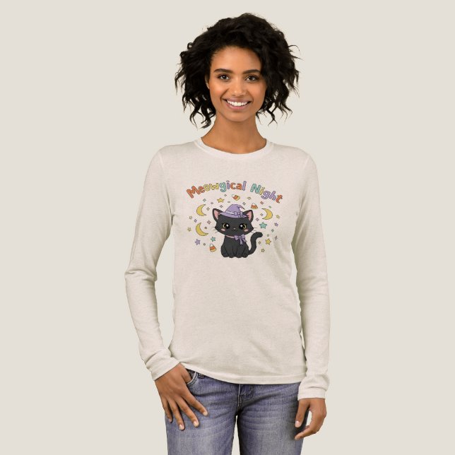Meowgical Night Cute Halloween Tri-Blend Shirt (Full Front)
