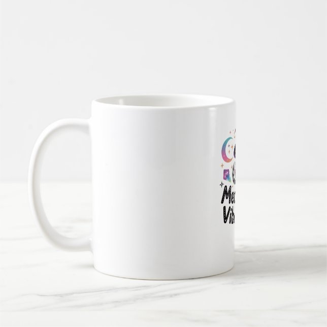 Meowgical Vibes Only, Floating Kawaii Witch Cat Ov Coffee Mug (Left)