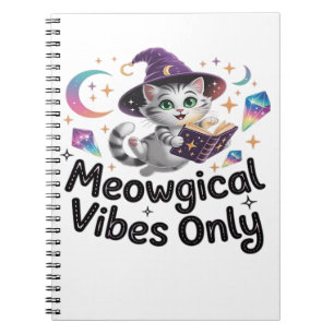 Meowgical Vibes Only, Floating Kawaii Witch Cat Ov Notebook