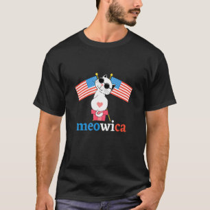 Meowica 4th July Cat American Flag Patriotic T-Shirt