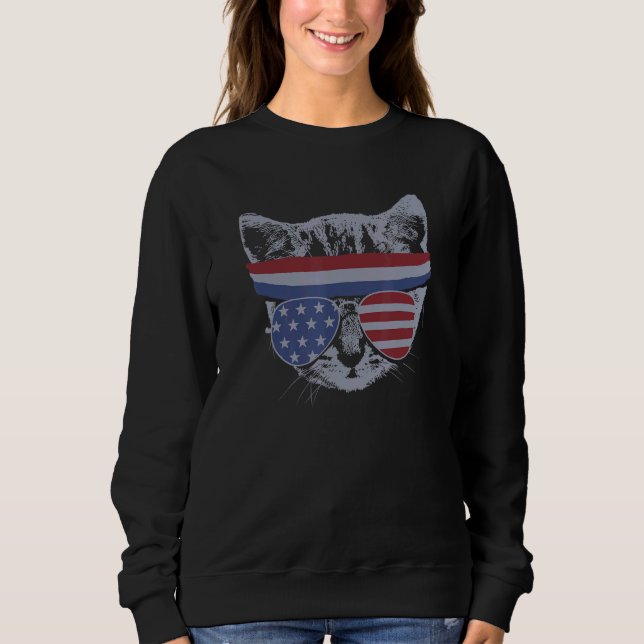 Meowica 4th July Pawtriotic Kitty Merica Cat Us Fl Sweatshirt (Front)