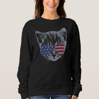 Meowica 4th July Pawtriotic Kitty Merica Cat Us Fl Sweatshirt