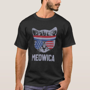 Meowica 4th July Pawtriotic Kitty Merica Cat Us Fl T-Shirt