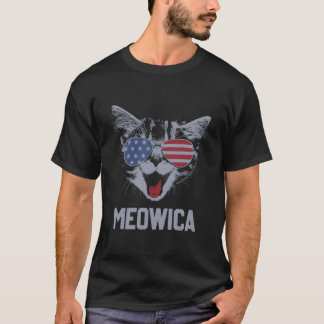Meowica 4Th July Pawtriotic Kitty Merica Cat Us Fl T-Shirt