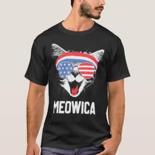 Meowica 4th July Pawtriotic Kitty Merica Cat Us Fl T-Shirt