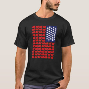 Meowica 4th Of July American Usa Flag Cat T-Shirt