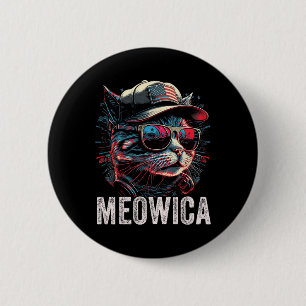 Meowica 4th Of July Cat American Flag America Usa  6 Cm Round Badge