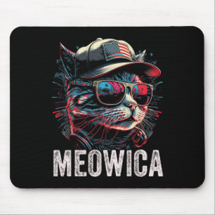 Meowica 4th Of July Cat American Flag America Usa  Mouse Pad